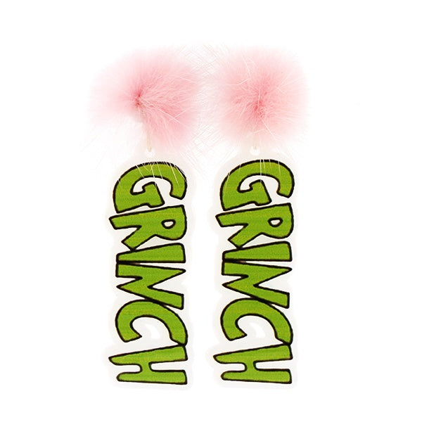 Fuzzy Grinch Earrings