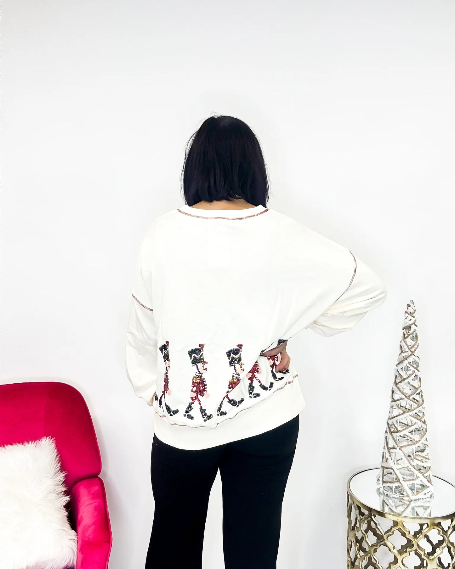 Christmas Soldier Oversized Sequin Sweatshirt