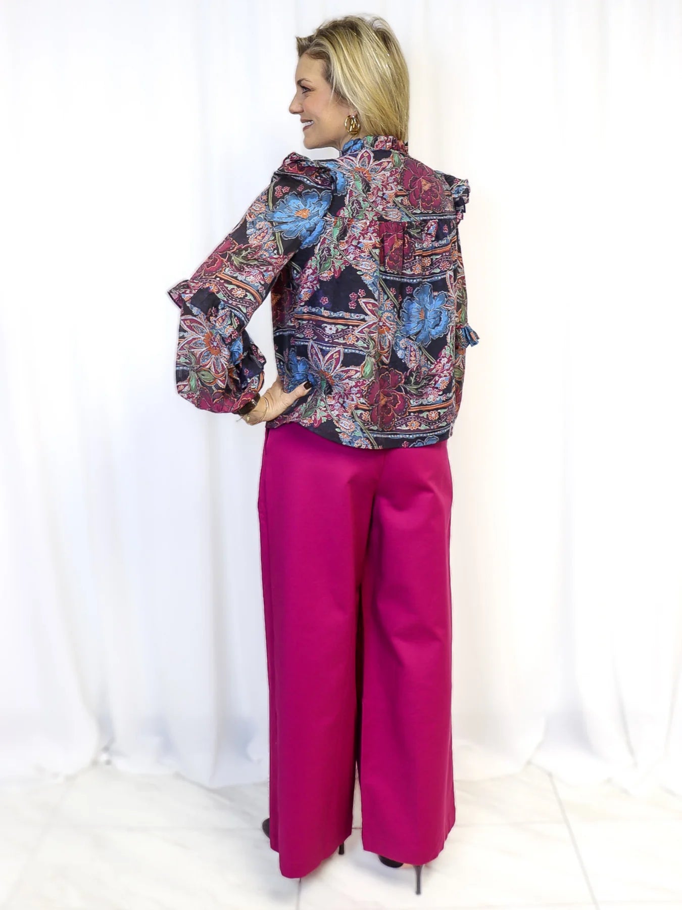 Magenta Wide Leg Pants