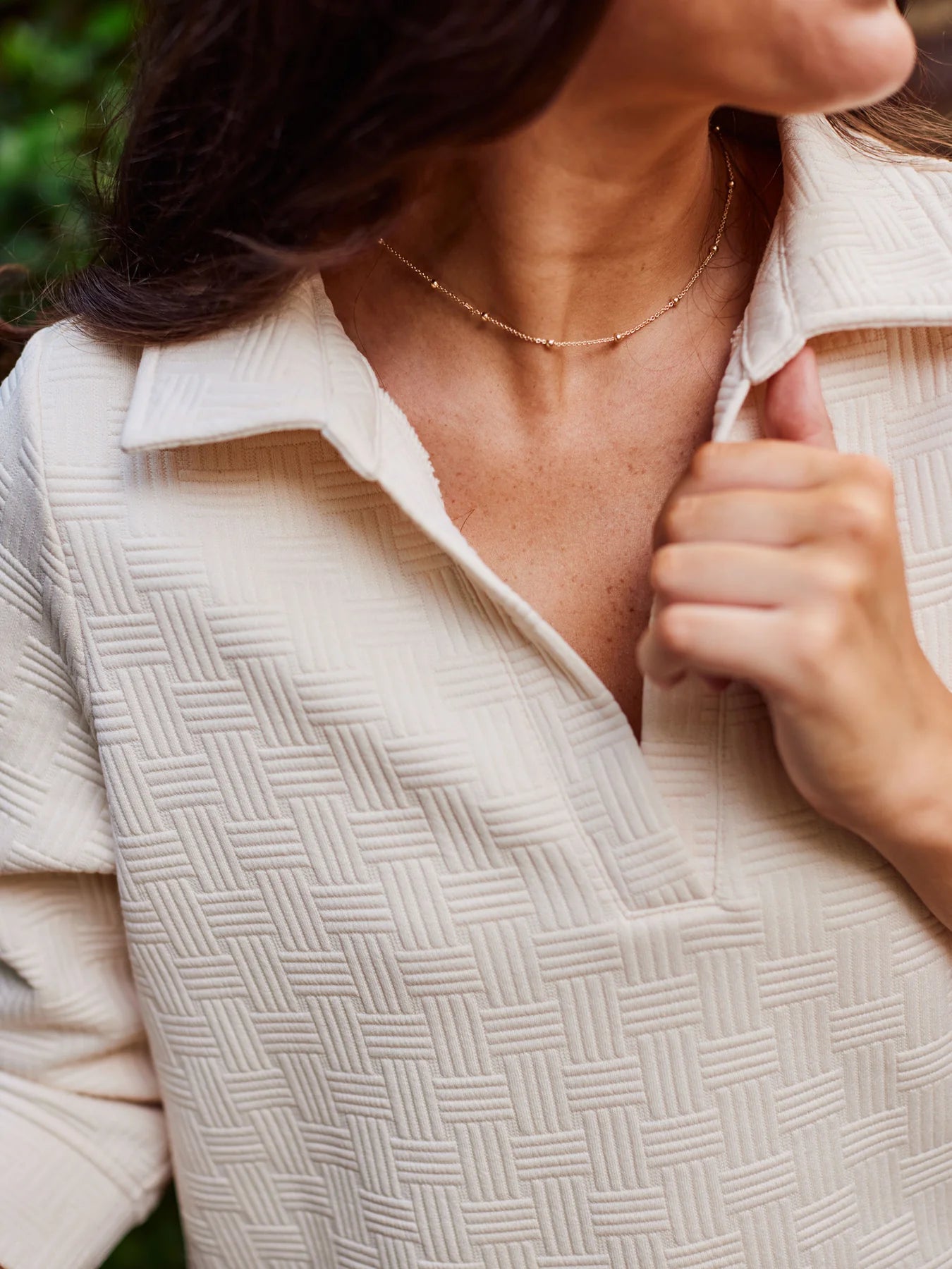 Ivory Collared Shirt with Matching Shorts Set