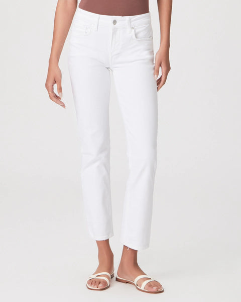 Paige Jeans Exposed Ankle Broken Hem Crisp White