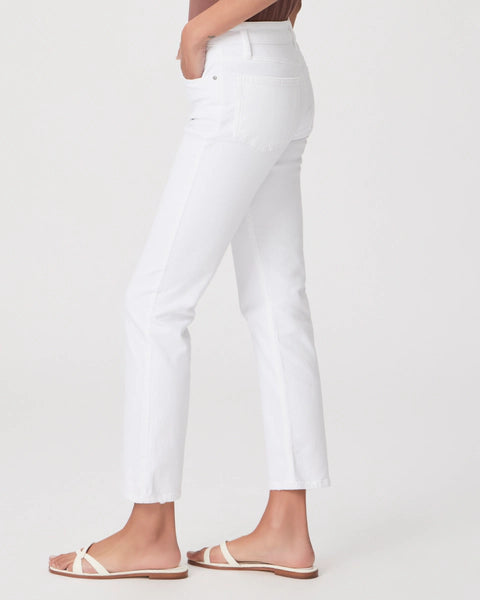 Paige Jeans Exposed Ankle Broken Hem Crisp White