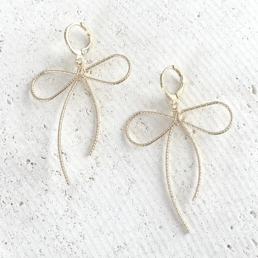 Handmade Gold Bow Earrings