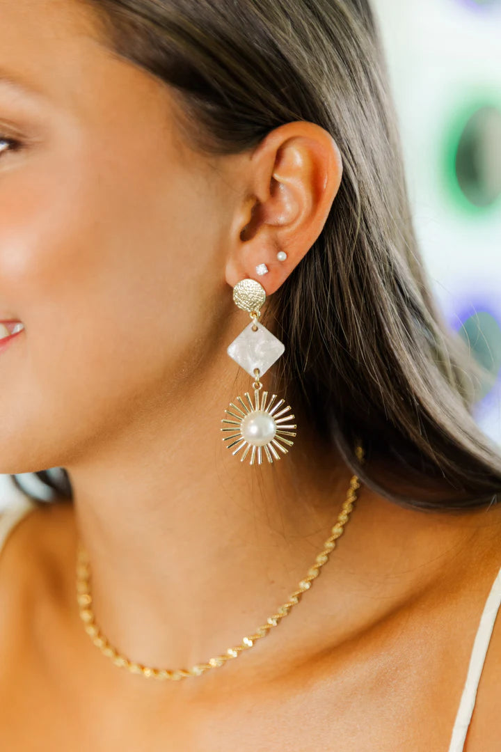 Acrylic Diamond Starburst Drop Earring