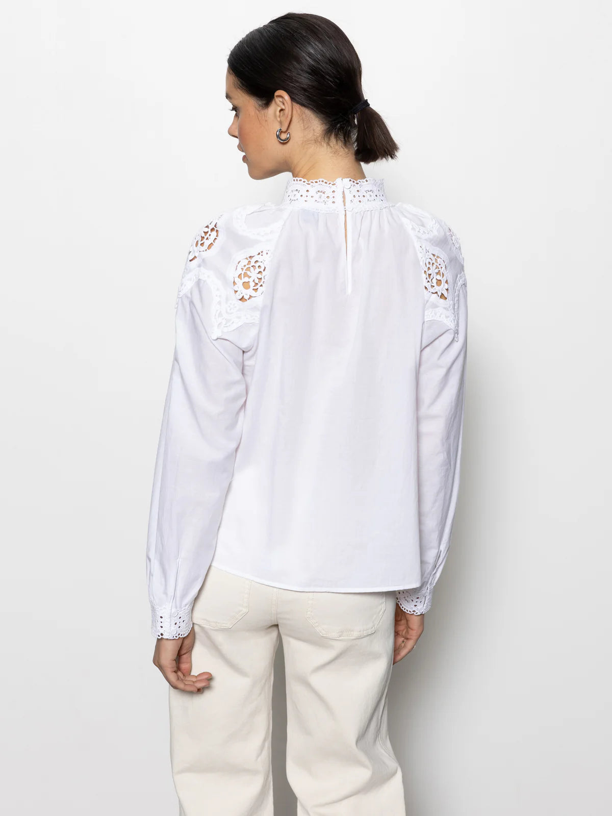 Sanctuary Lace Pop Over Blouse White