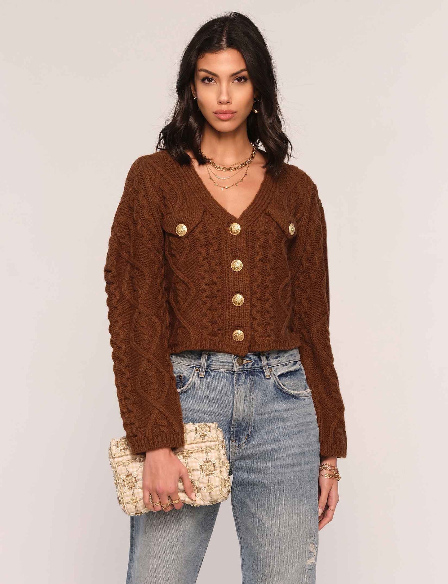 Heartloom Vea Cardi Espresso Jacket Sweater