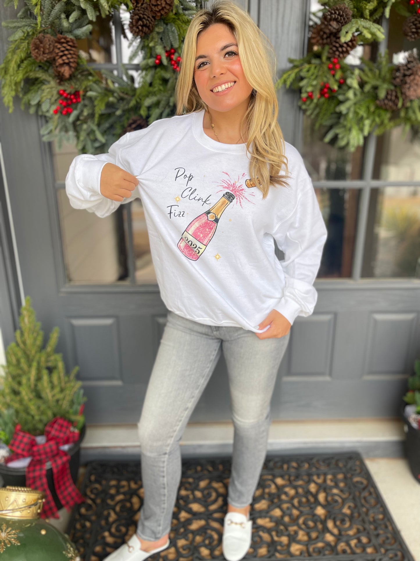 Pop Clink Fizz 2025 New Year Sweatshirt