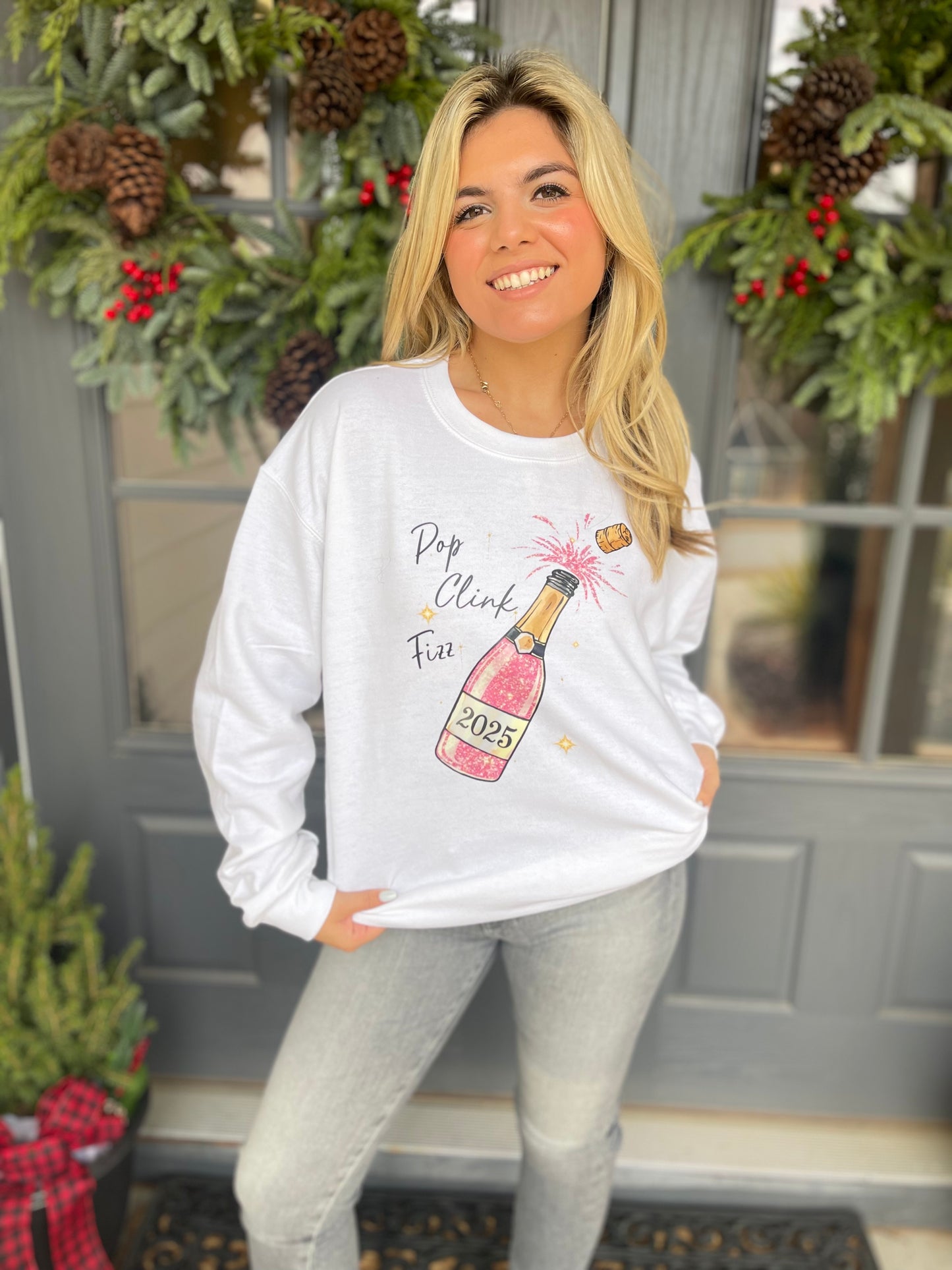 Pop Clink Fizz 2025 New Year Sweatshirt