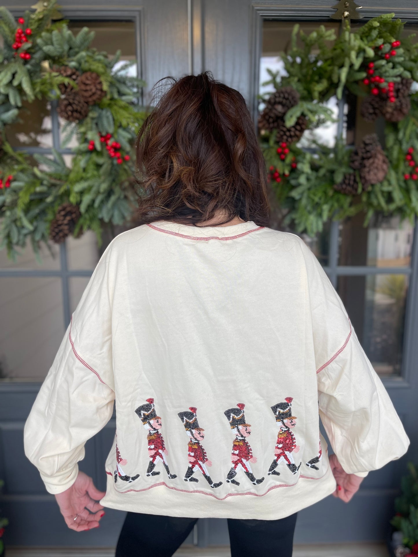 Christmas Soldier Oversized Sequin Sweatshirt