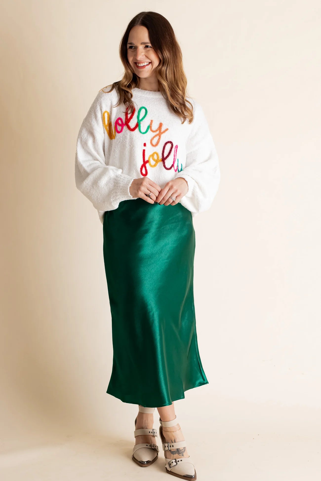 "Holly Jolly" Oversized Embroidered Sweatshirt