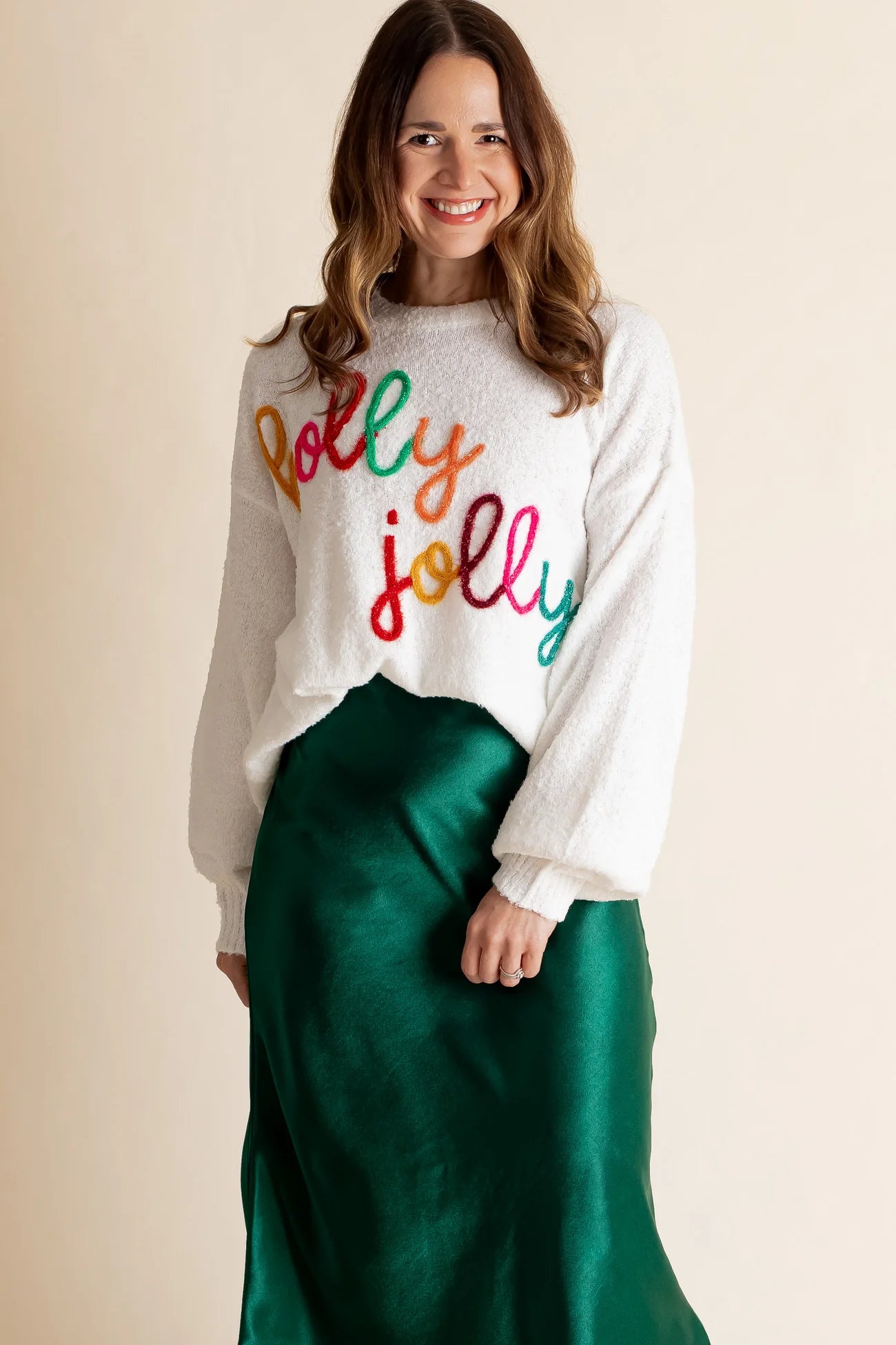 "Holly Jolly" Oversized Embroidered Sweatshirt