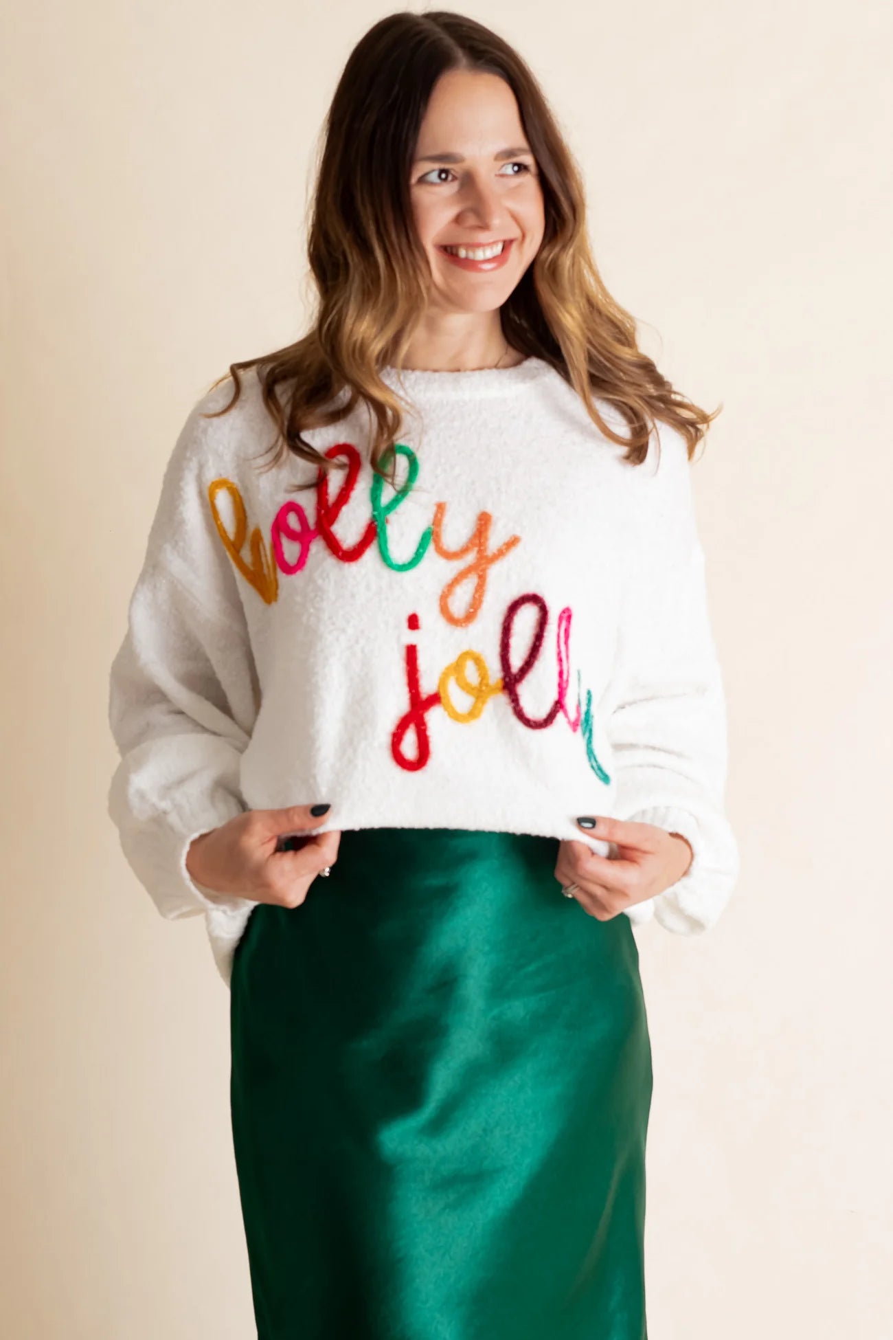 "Holly Jolly" Oversized Embroidered Sweatshirt