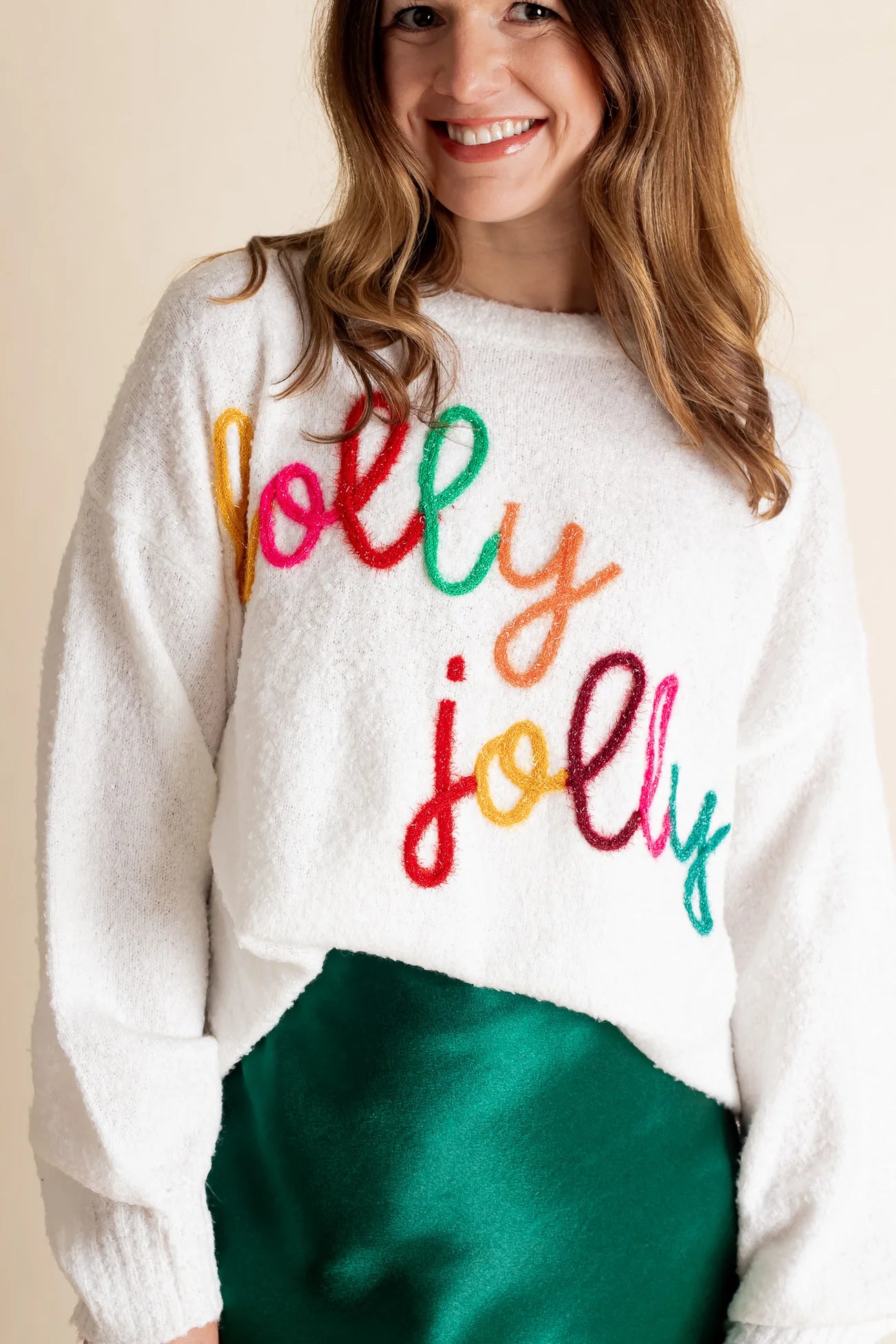 "Holly Jolly" Oversized Embroidered Sweatshirt