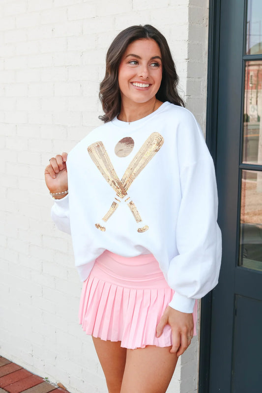 Queen Of Sparkles Sequin Baseball Sweatshirt