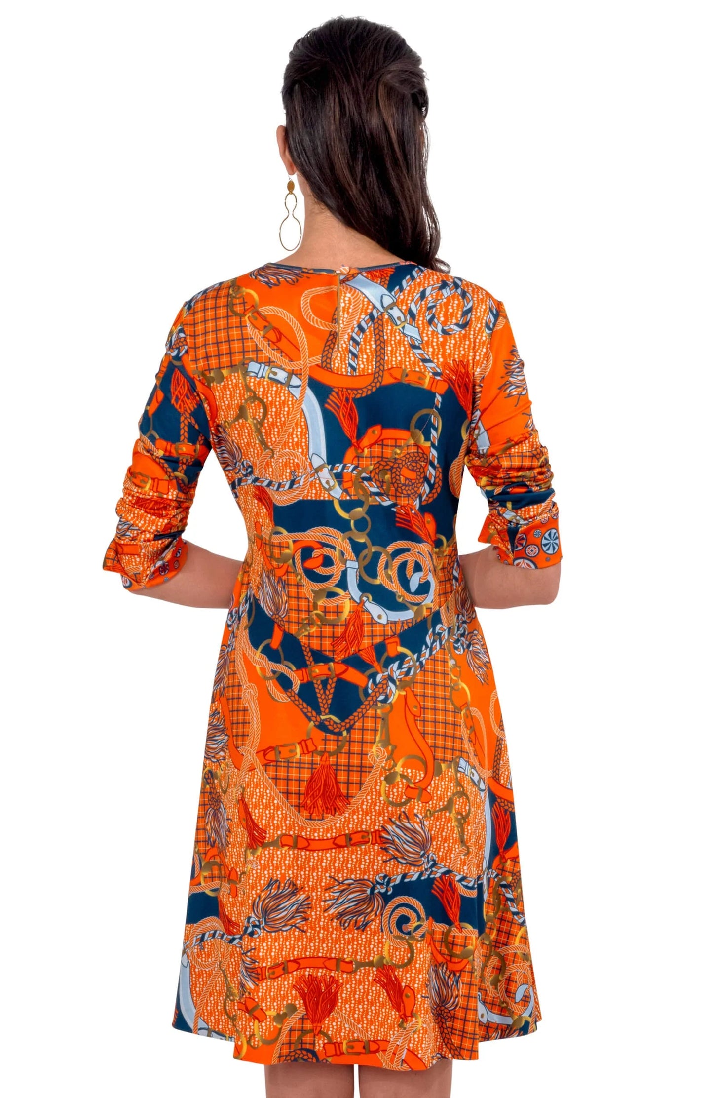 Gretchen Scott Orange and Navy Swirly Whirly Dress