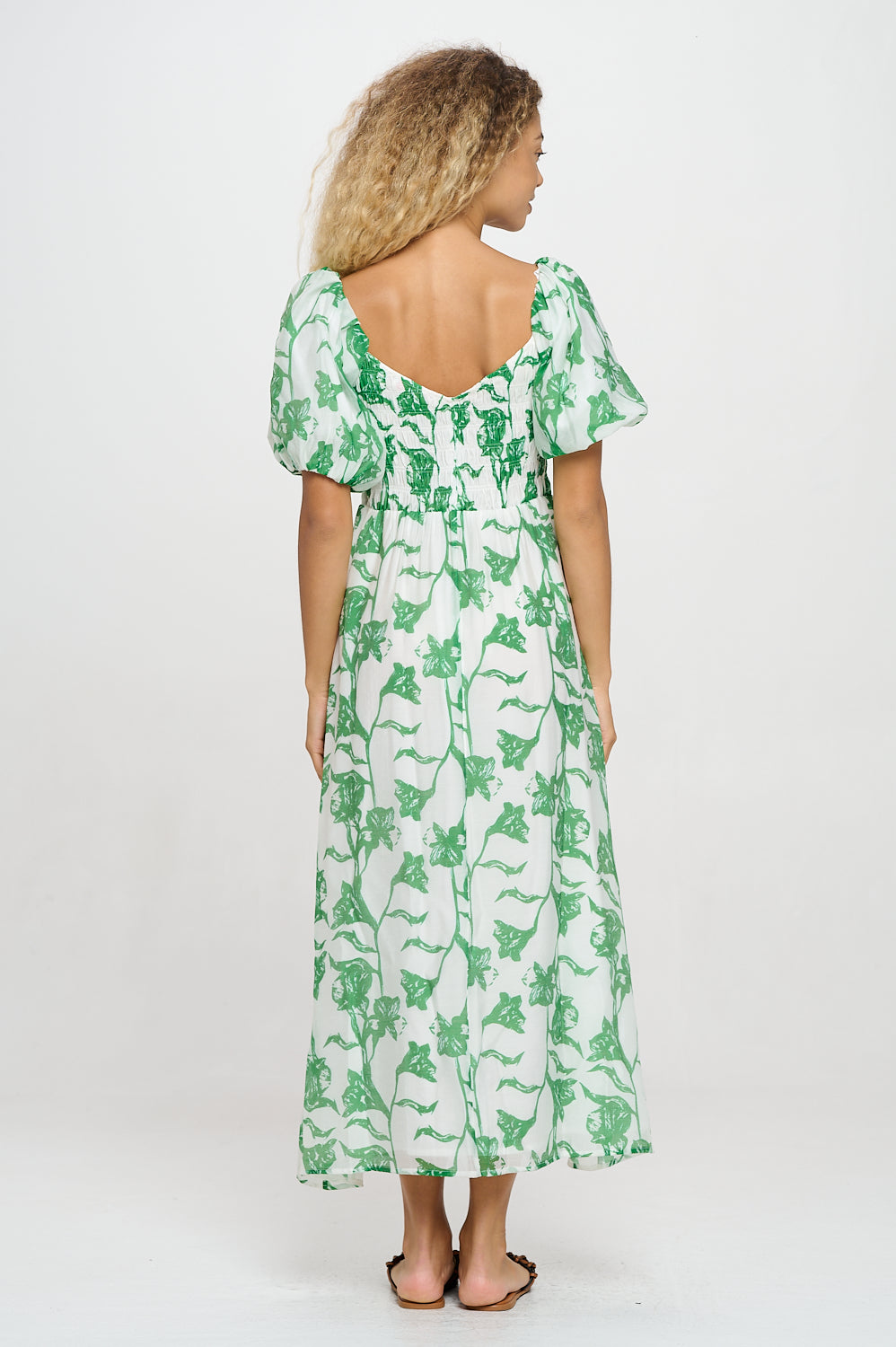 Verdant Bloom Maxi Dress Green/White