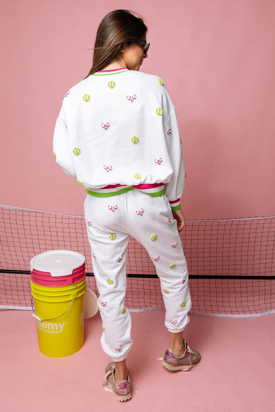 Queen of Sparkles Multi Beaded Tennis Sweatshirt