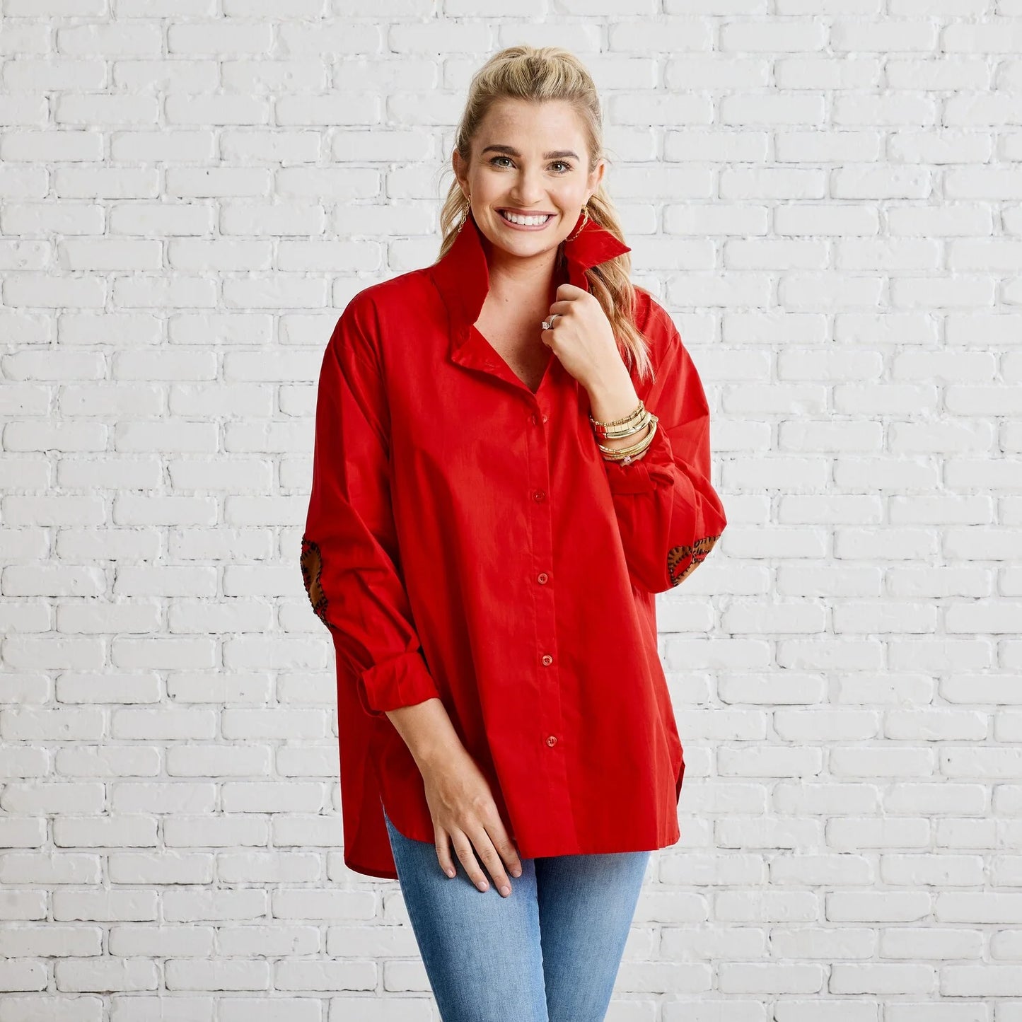 Caryn Lawn Red Gameday Preppy top