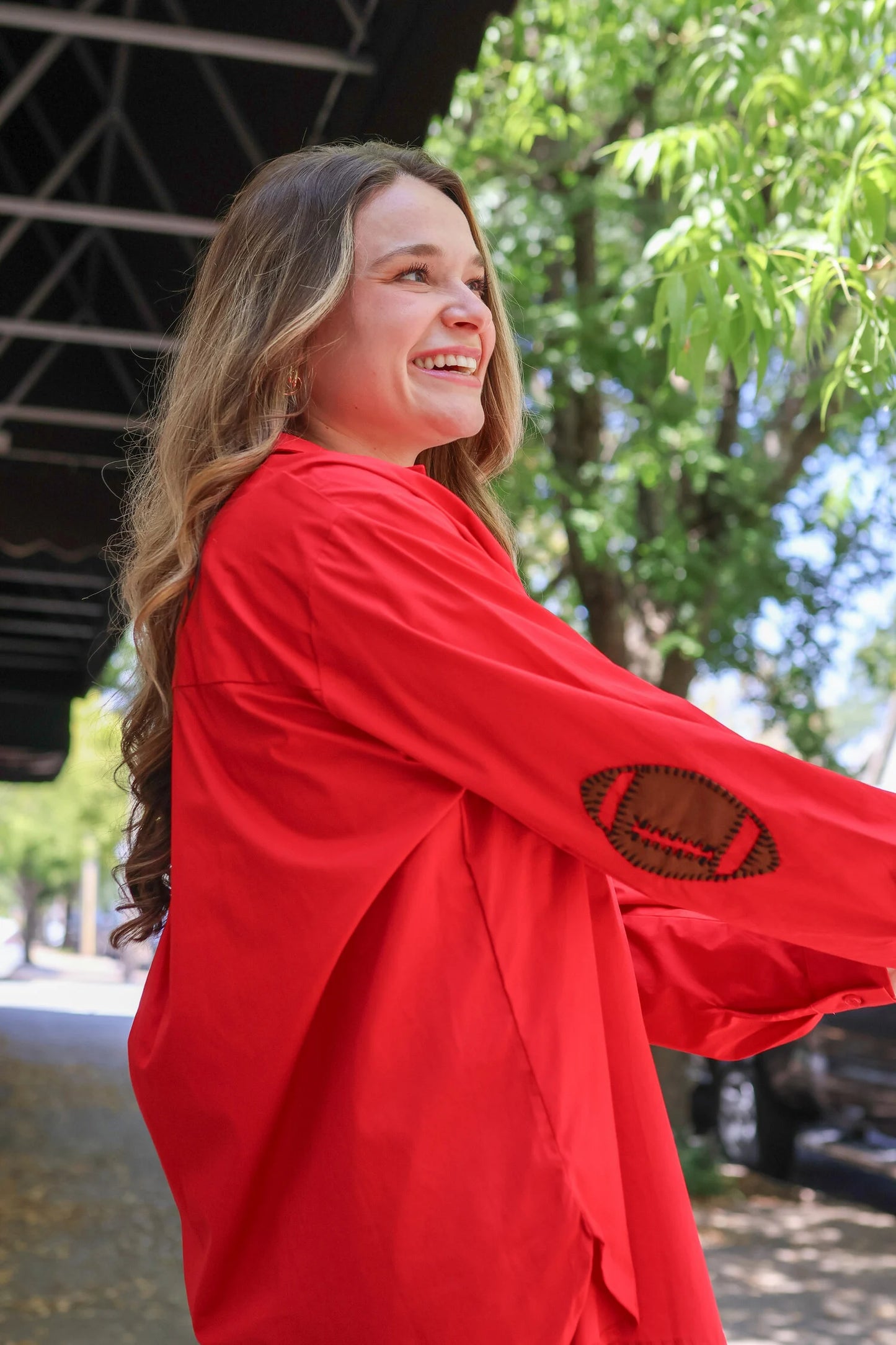 Caryn Lawn Red Gameday Preppy top