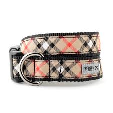 Bias Plaid Tan Dog Collar