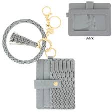 Grey Snakeskin Keychain Wristlet