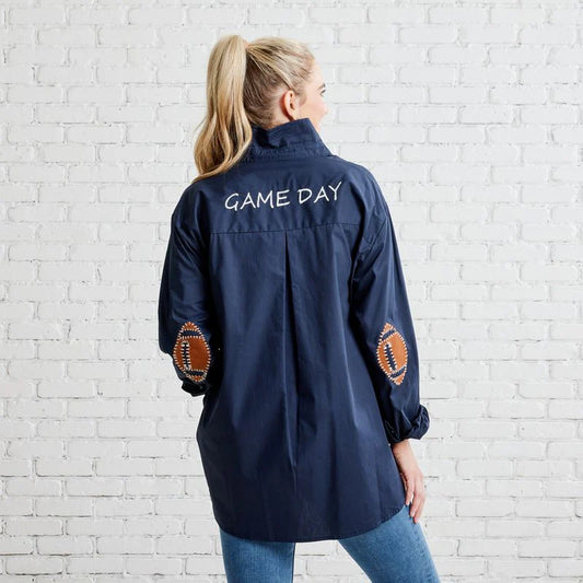 Caryn Lawn Navy Gameday Preppy Top