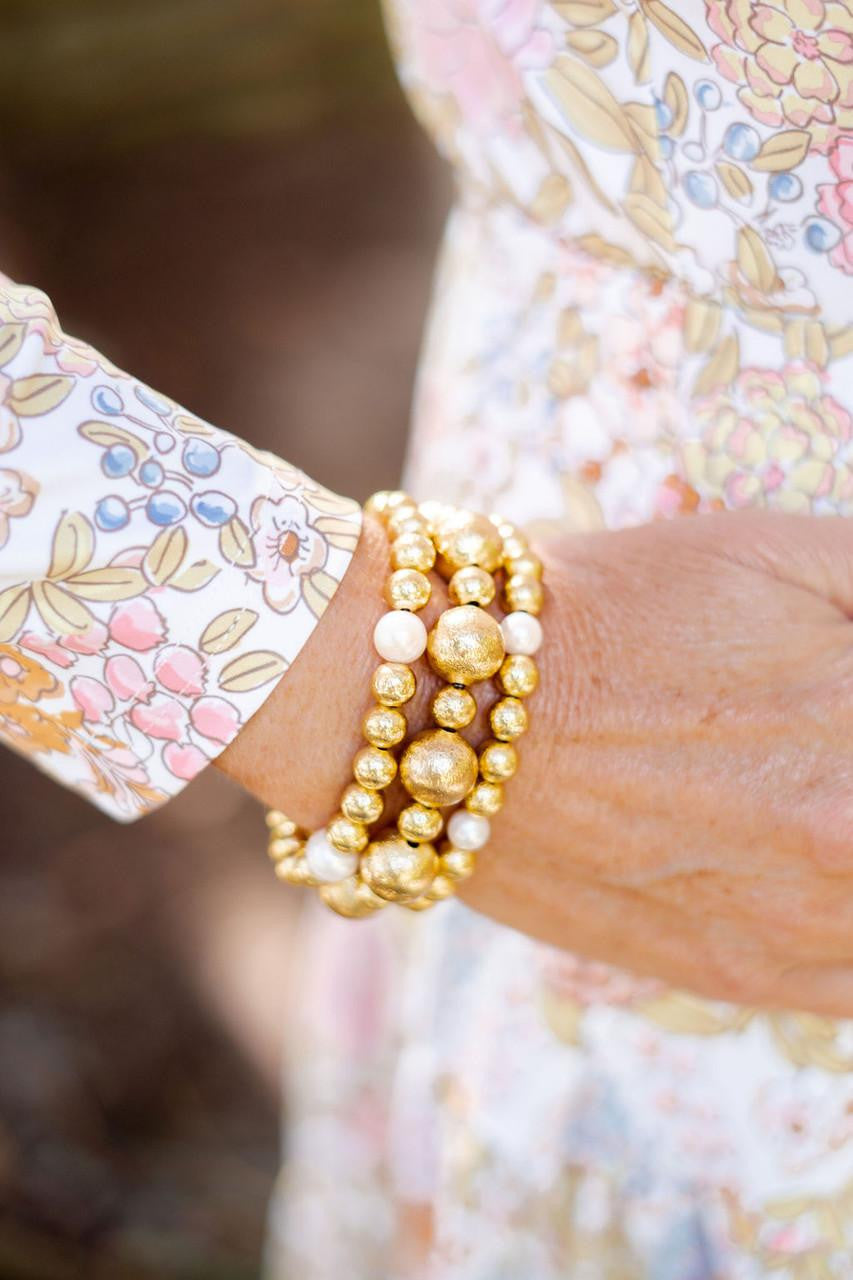 Lisi Lerch 8mm Pearl and Gold Bracelet