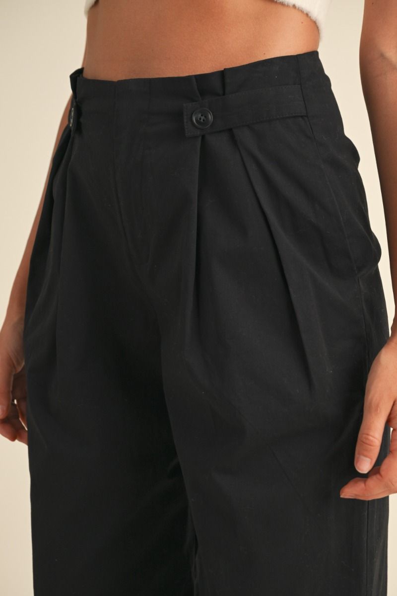 High Waist Pant with Pleating and Button Details