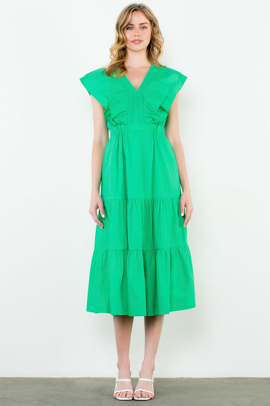 THML Flutter Maxi Dress Kelly Green