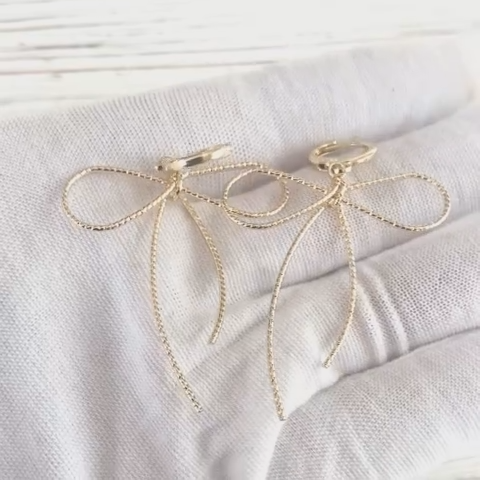 Handmade Gold Bow Earrings