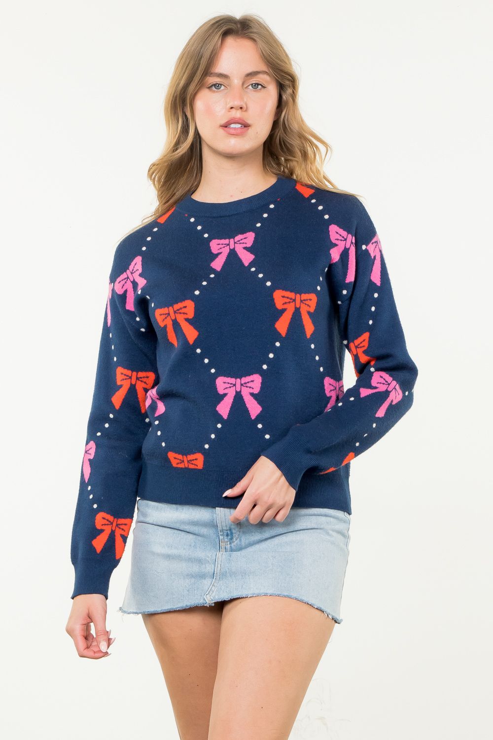 THML Ribbon Knit Sweater Navy